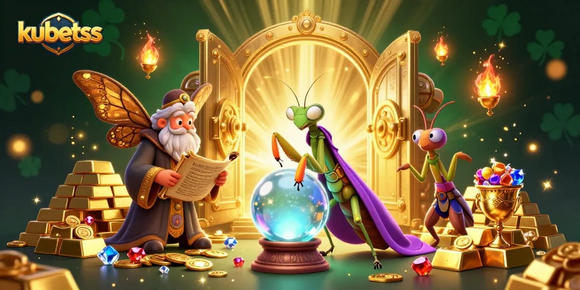 Win big with kubetss in a vibrant 3D casino scene filled with treasures and mystical elements.