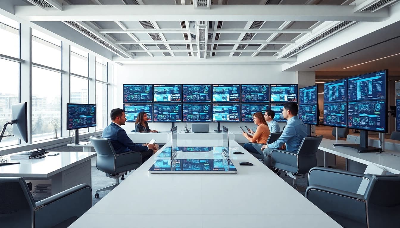 Find reliable msp companies near me collaborating in a professional office environment.