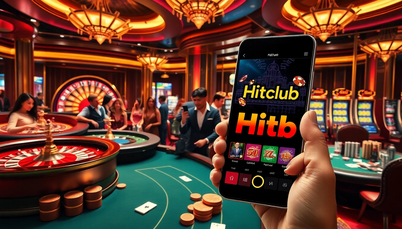 Engaging live gaming scene at Hit club with dealers and mobile interface showcasing luxury and excitement.
