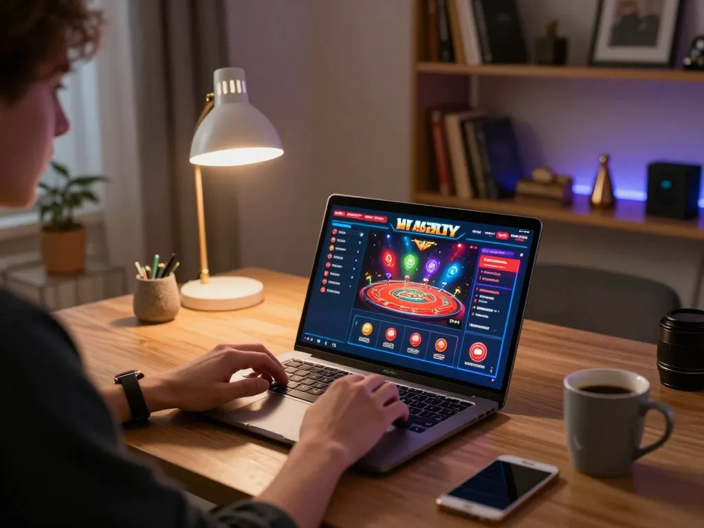 Experience the thrill of online gambling at go88hv.com with a cozy home gaming setup.