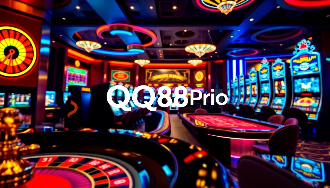 Experience thrilling gaming action with QQ88pro Vip as players enjoy casino games in a vibrant setting.