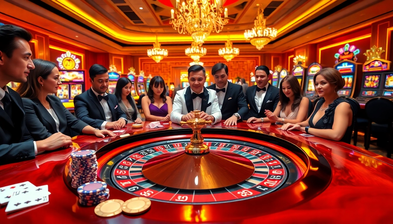 Experience thrilling gameplay at https://bem88.com with a luxurious casino table featuring engaged players.