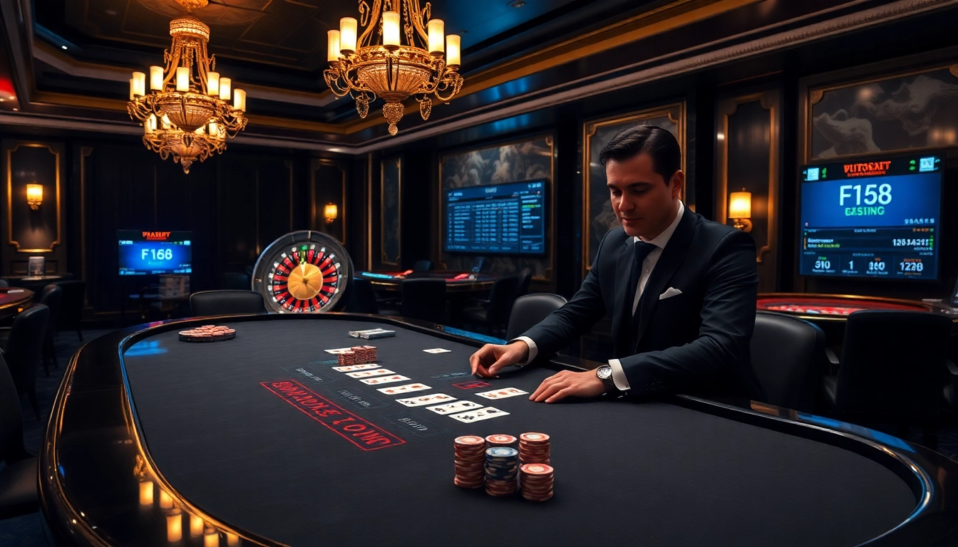 Enjoy thrilling blackjack action at https://f168.tools/ with vibrant poker chips and cards on a stylish casino table.