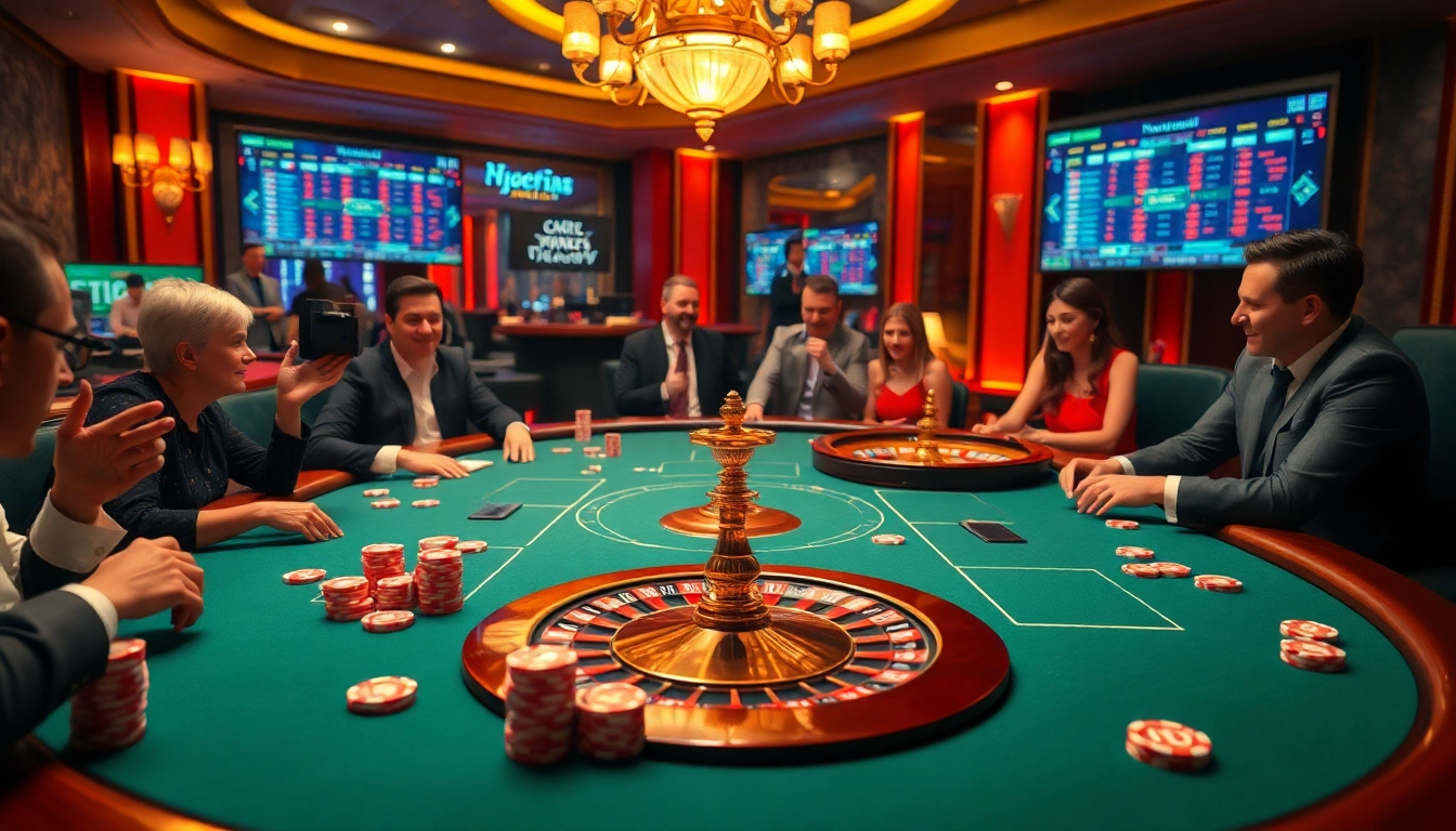 Gamblers celebrating a win at gg88's exciting poker table surrounded by casino elegance.