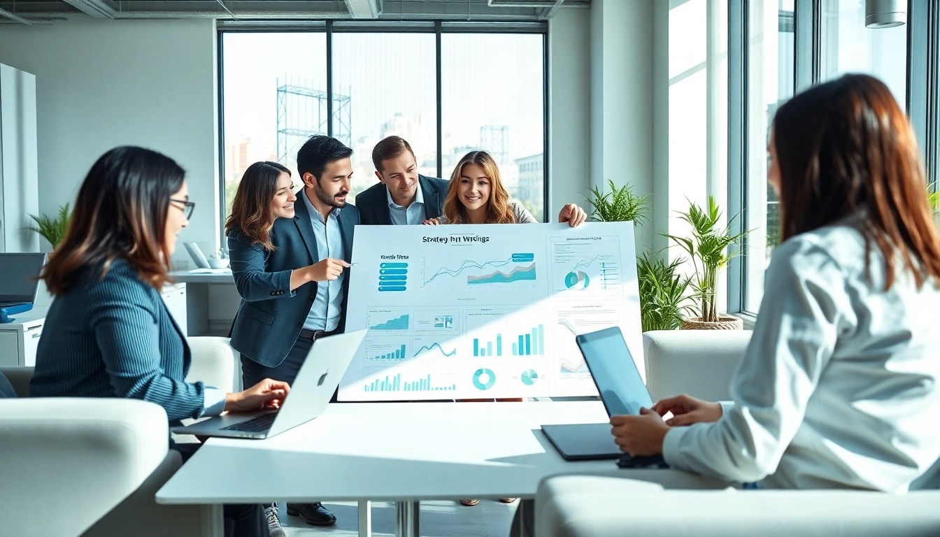 Enhancing Search Engine Optimization Clearwater with a collaborative marketing team in an office.