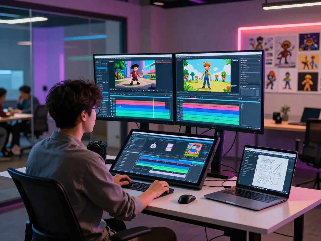 Advanced motion control ai workspace with creative professional designing dynamic animations.