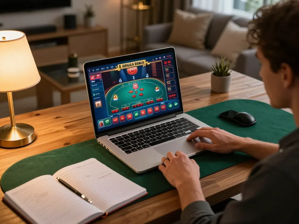 Player engaging in online games at home showcasing bl555 with live dealer interface