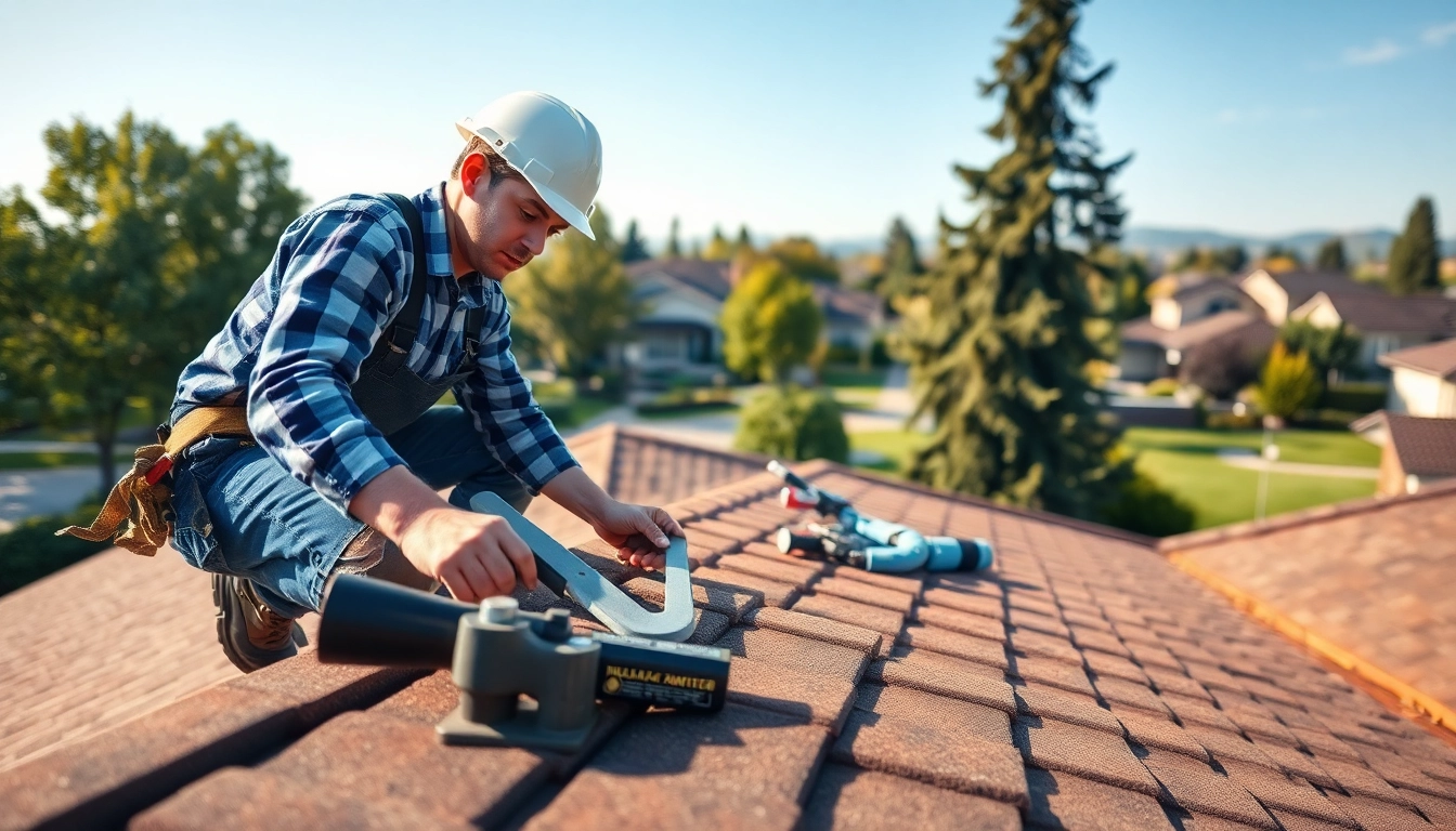 Expert roofing contractor Castro Valley installing shingles on a home roof.