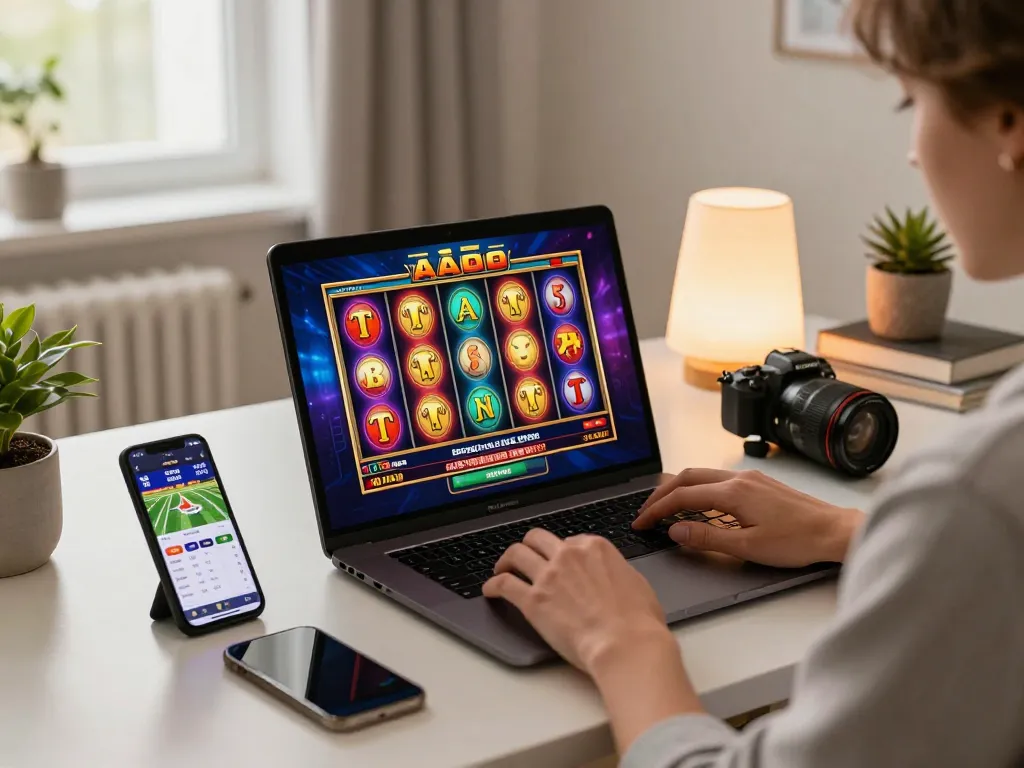 Player enjoying Link Vin88 chính thức on their laptop during an exciting online gaming session.