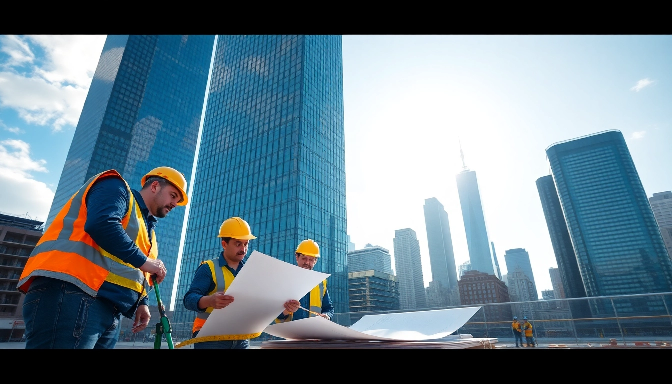 Manhattan General Contractor collaborating on construction plans at a bustling site.