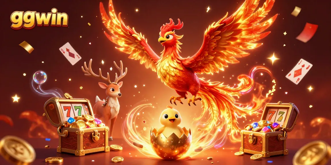 Spin to win with ggwin as the legendary phoenix soars over a vibrant casino scene.