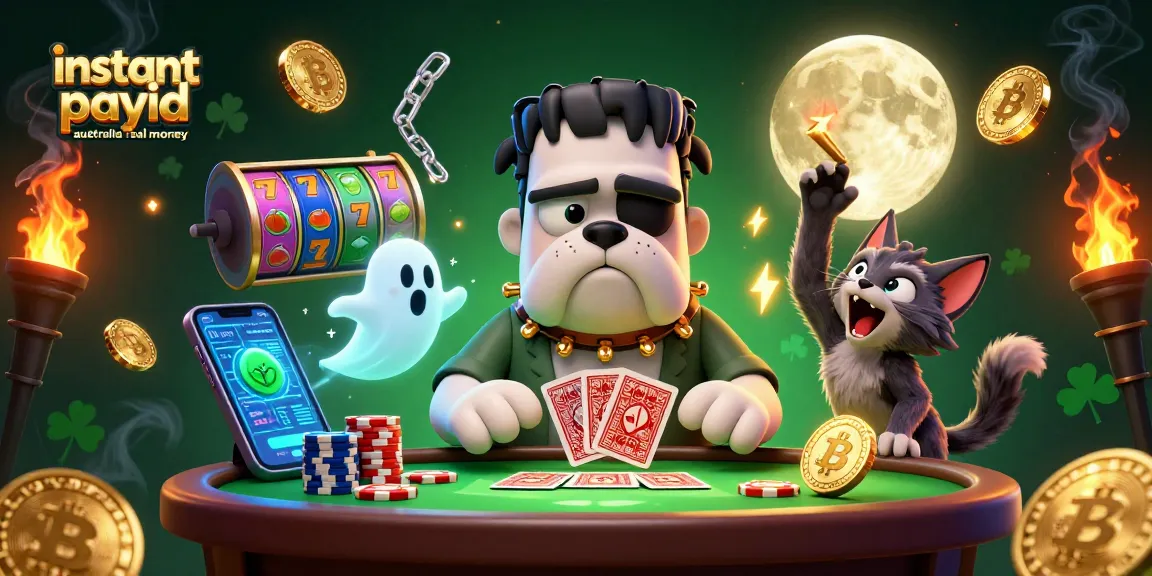 Play instant payid pokies australia real money with a lively 3D scene featuring characters and casino elements.