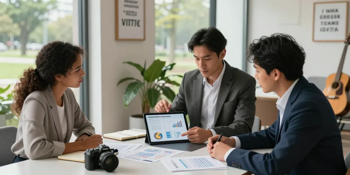 A financial advisor in Reston, VA guides a couple through personalized financial plans in a modern office, ensuring informed decisions.